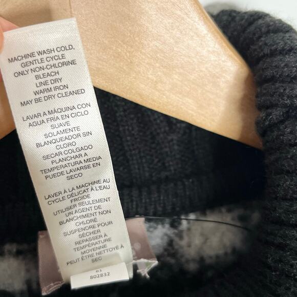 Chicos Woven Knit Poncho Sweater Womens S/M Black White Houndstooth Turtleneck - Picture 9 of 12